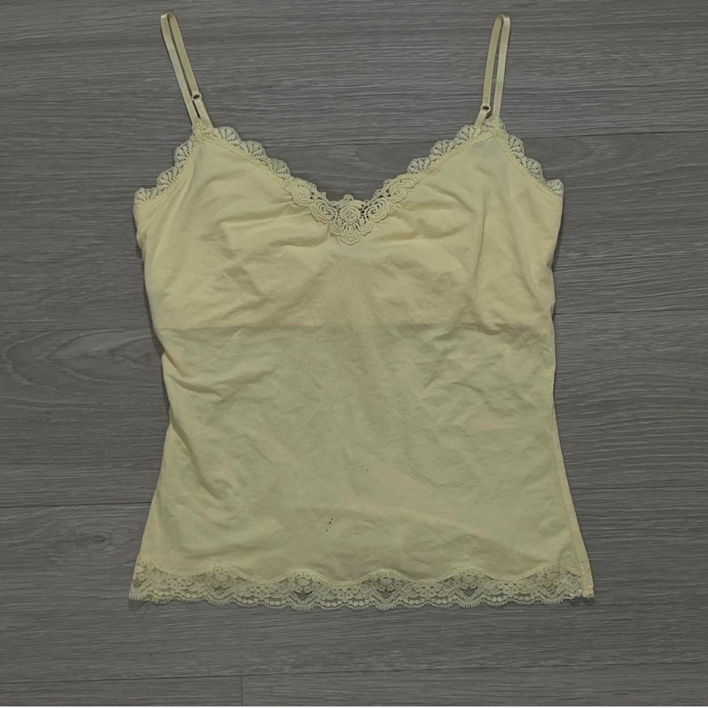 Express Light Yellow Spaghetti Strap lace Tank Top w/bra